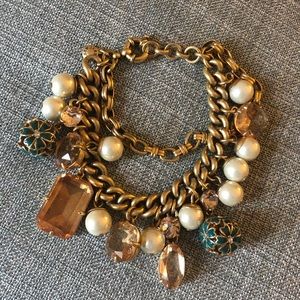 J. Crew Statement Bracelet: Gold, Turquoise, Pearl